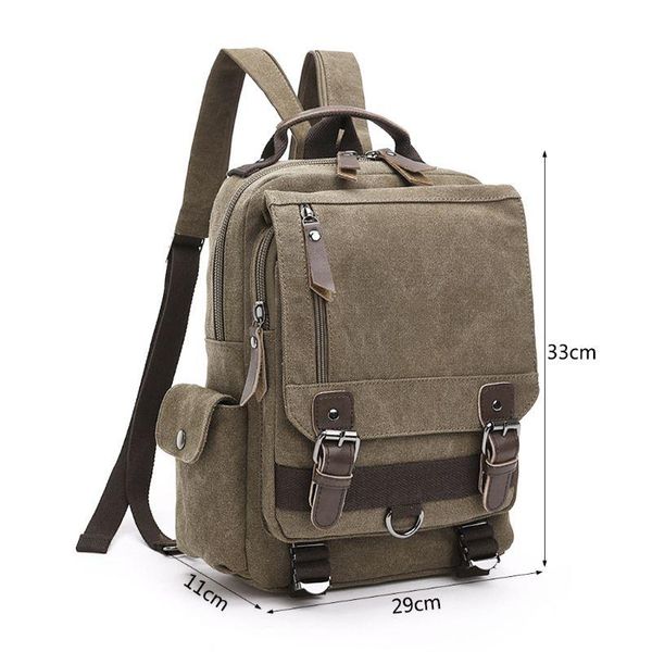 

backpack men canvas sling crossbody shoulder bag travel hiking chest rucksack j60d
