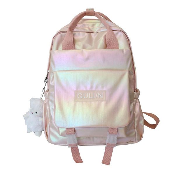 

cute shiny women backpack korean fashion 2021 backpacks for young girls pink blue school bags mochila femenina sac femme