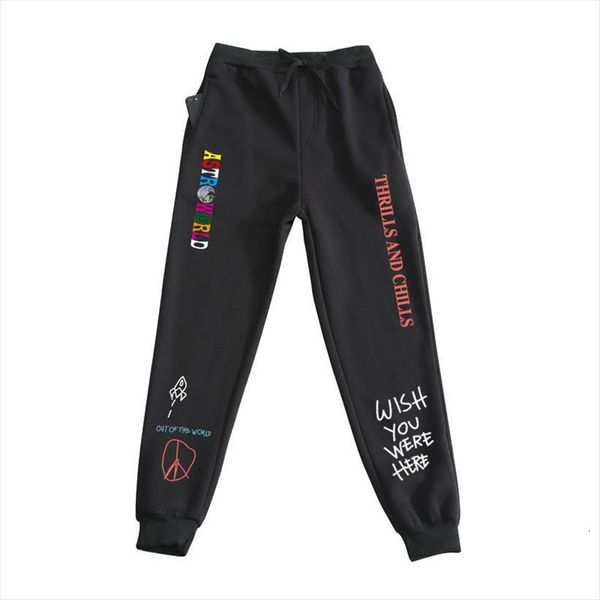 

travis scott women pant print jogger streetwear sweatpants jogging, Black
