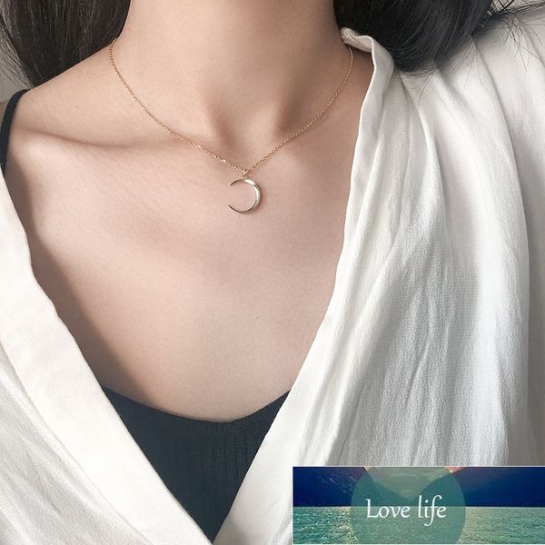 

925 sterling silver moon pendant necklace clavicle chain meniscus necklace for women daily gift s-n542, Golden;silver