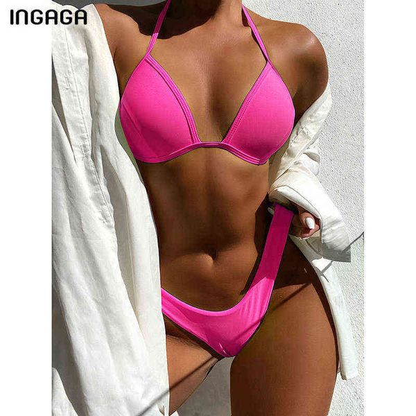 

swimsuit ingaga push up bikini halter women's swimsuit swimwear new solid brazilian biquini summer beachwear bathing suit women, White;black