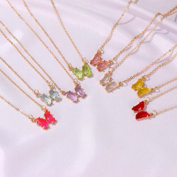 

chains vintage shiny butterfly necklace woman butterflies choker pendant party gift for ladies fashion jewelry, Silver