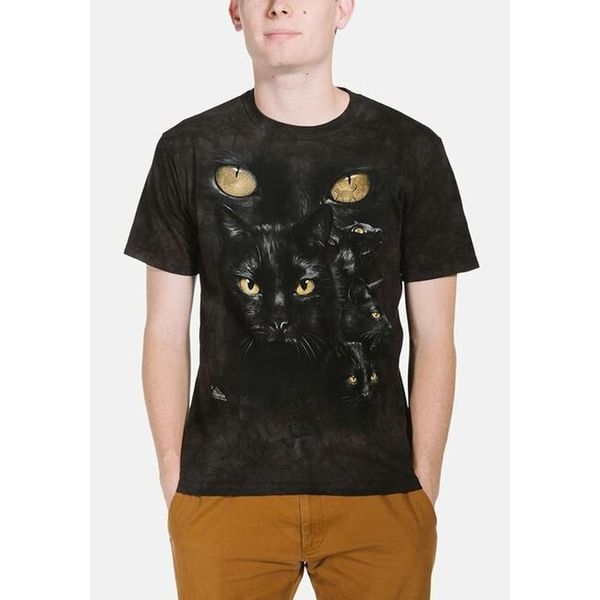 

magic cat figure men's 3d printed t-shirt visual impact party streetwear punk gothic round neck american muscle style short sleeve, White;black
