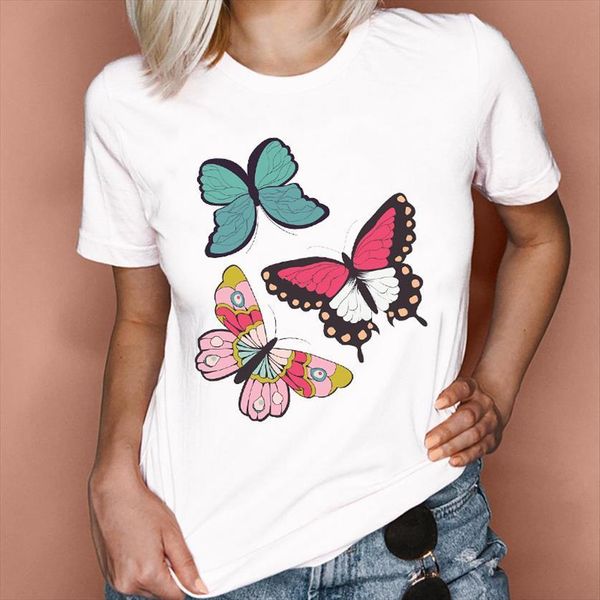 

graphic butterfly mujer camisetas womens t shirts fashion clothes tees print, White