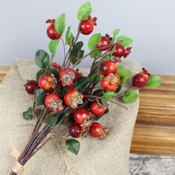 

decorative flowers & wreaths group of 5 artificial rosehip berries simulation pomegranate fruit floral accessories (red)