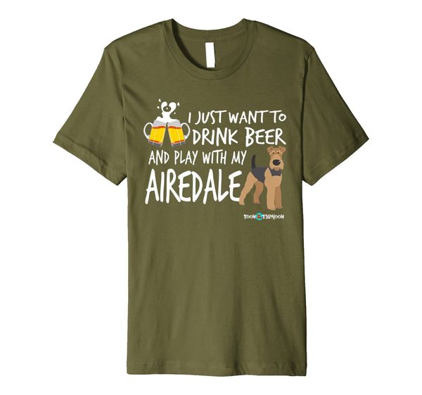 

amusing airedale terrier apparel drink beer and play premium t-shirt, White;black