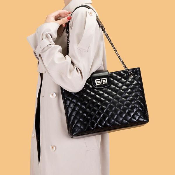 

evening bags the first layer cowhide handbag small bag 2021 fashion rhombus chain shoulder messenger cowh