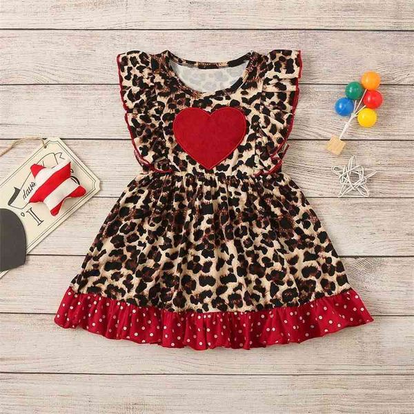 

ins girls party casual leopard love vest lace dress princess skirt, Red;yellow