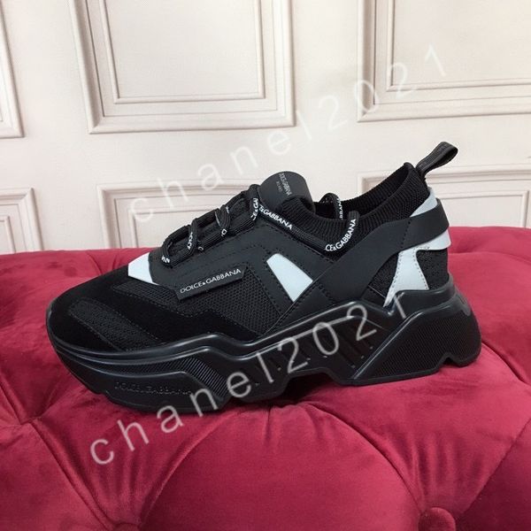 

new open sneakers boots men women calfskin leather shoes platinum-finish studs trainers fashion lace-up casual shoe 35-45, Black