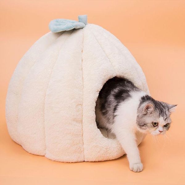 

fashion pet products home warm bed winter tent for cats pumpkin-shaped soft plush small dog house indoor cat cave nest beds & furniture
