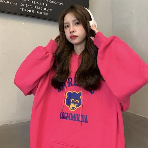 

women's hoodies & sweatshirts autumn harajuku funny cartoon printing loose women plus size thin sweatshirt 2021 korean style oversize, Black