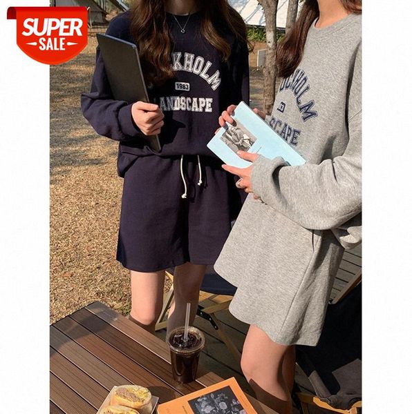 

tg sports shorts casual suit women loose long-sleeved student letter sweater 13563 #oy9o, Black;gray