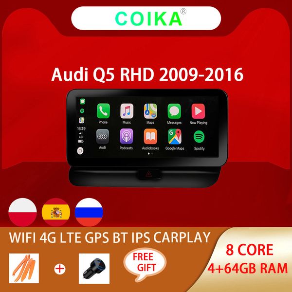 

8 core car dvd player android 10 system radio tablet for audi q5 2009-2016 rhd 4/64gb ram bt ips screen mulmedia gps navi receiver