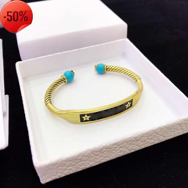 

letter opening bracelet women's rights series blue bead, Black