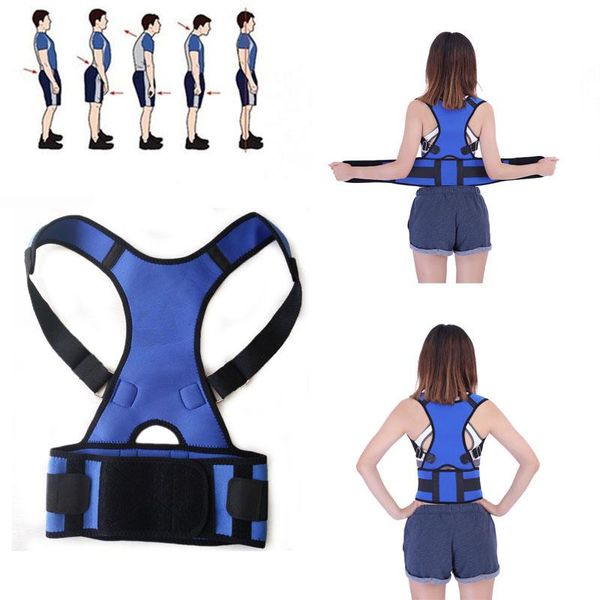 

adjustable back posture corrector multicolor spine shoulder lumbar brace support belt correction prevents slouching, Black;blue