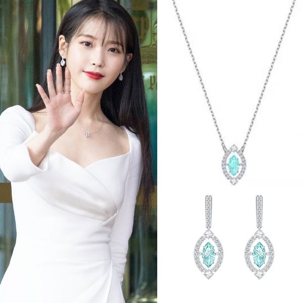 

deluna l iu li zhien same earring necklace exquisite blue crystal smart earrings, Black