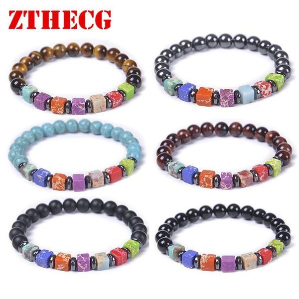 

beaded, strands men's bracelet natural hematite tiger eye beads classic healing stone bracelets for couple lose weight jewelry pulsera, Black