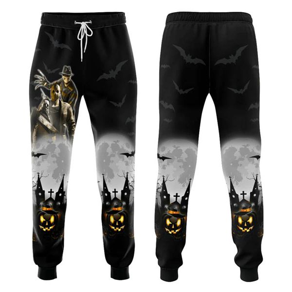 

fall/winter men's 3d printed pattern casual pants sweatpants, Black
