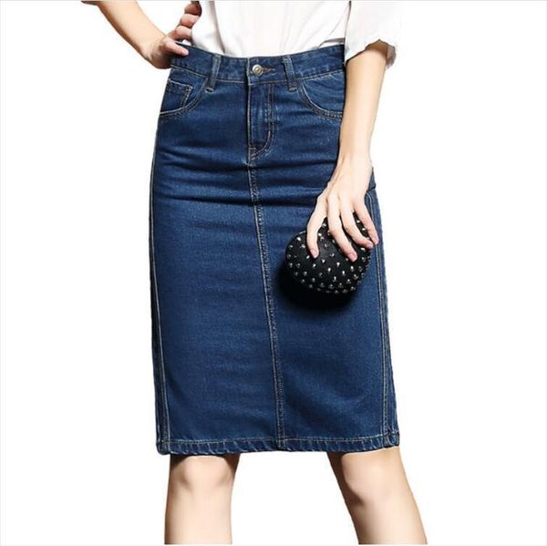 

summer saias plus size women skirts casual jeans denim pencil s 4xl, Black