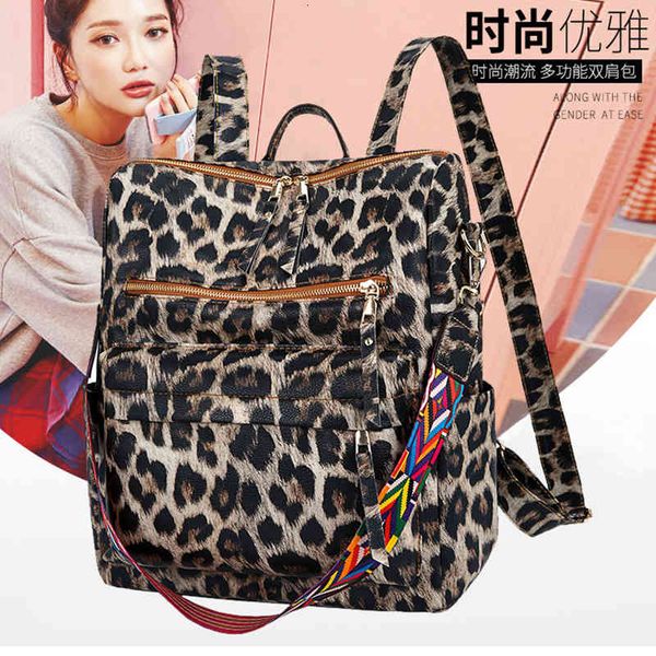 

2021 Bag Women Trend Leopard Print Schoolbag Women's Leisure Travel Backpack