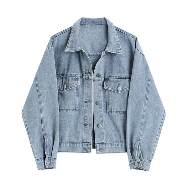 

spring short loose student denim jacket women's single-breasted long-sleeved boyfriend style female vintage jeans coat jackets, Black;brown