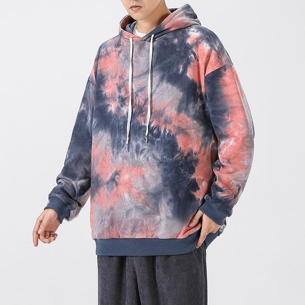 

men's hoodies & sweatshirts sweatshirt autumn harajuku tie dye hooded 2021 fashion men clothing male japanese streetwear hoodie, Black