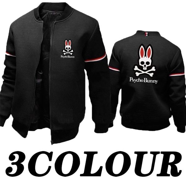 

psycho bunny printing men's autumn and winter solid coat leisure skull outdoor baseball suit slim fit sports zipper jacket 211119, Black;brown