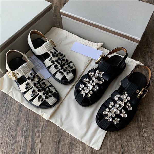 

sandals koovan women's rhinestone roman women 2021 hollow woven shoes sponge thick bottom girls sandal, Black