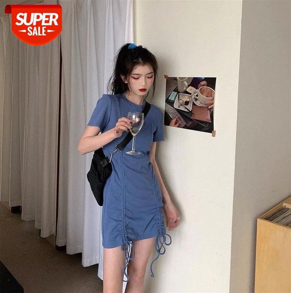 

[joeyjoy jiuyi 3/8 10:00am letter embroidered blue-gray drawstring girl dress] #eq98, Black;gray