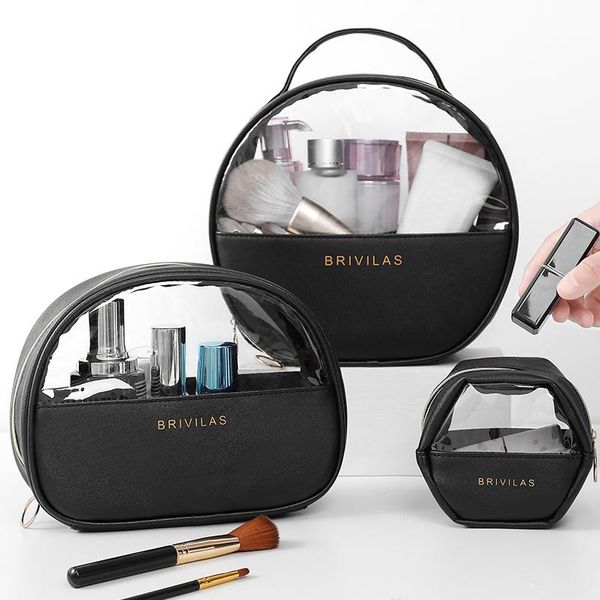 

brivilas makeup bag leather waterproof toiletries cosmetics organizer wash toiletry bags for women travel case pouch handbags cosmetic & cas