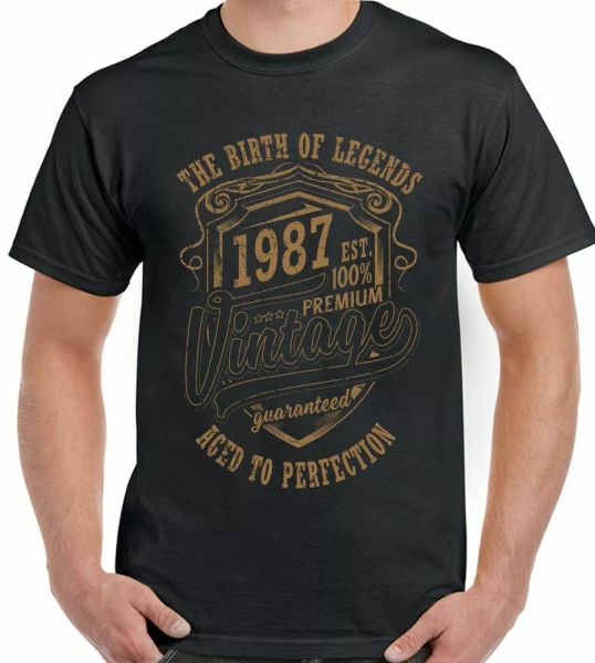 

34th birthday 1987 man funny 34 age gift the birth "of legends, White;black