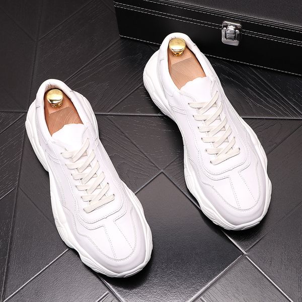 

fashion casual sports leather shoes trend comfortable man lace-up non-slip casual outdoor walking loafers outdoor non-slip breathable men sn, Black