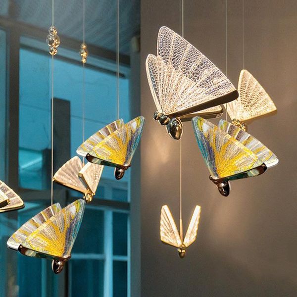 

butterfly chandelier bedside lamp master bedroom light luxury long line simple dining room table bar pendant lamps