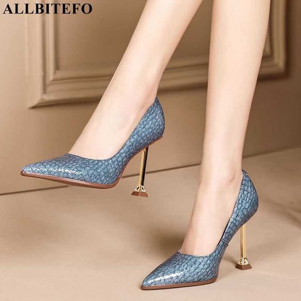 

allbitefo genuine leather+snake skin high heels party women shoes women high heels shoes brand high heel shoes size:33-43 210611, Black