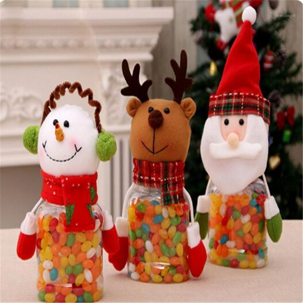 

christmas candy jar storage bottle can cute santa claus reindeer snowman shape stocking organizer kerst gift bags