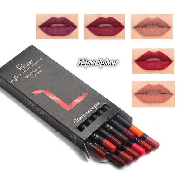 

lip pencils 12colors beauty professional lipliner pencil long-lasting waterproof liner pens matte eye brow cosmetic makeup pen