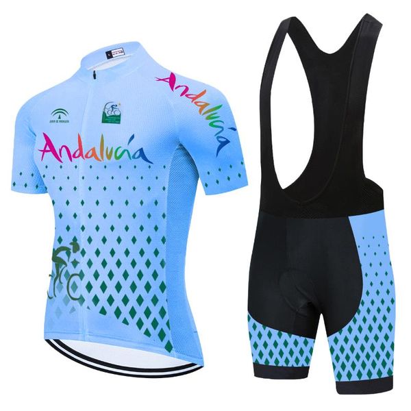 

racing sets blue 2021 andalucia cycling jersey set mtb road bicycle clothing breathable mountain bike clothes quick-dry, Black;blue
