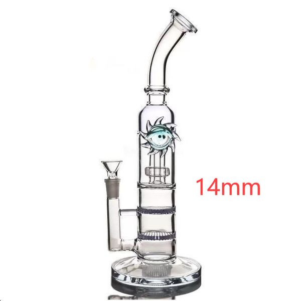 Narghilè Angel Eyes Glass Bong Purple Honeycomb perc pipe ad acqua 13.7