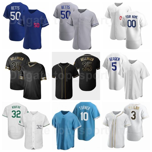 

baseball 50 mookie betts jersey 35 cody bellinger 5 corey seager 11 aj pollock 3 chris taylor flexbase cool base custom name number, Blue;black