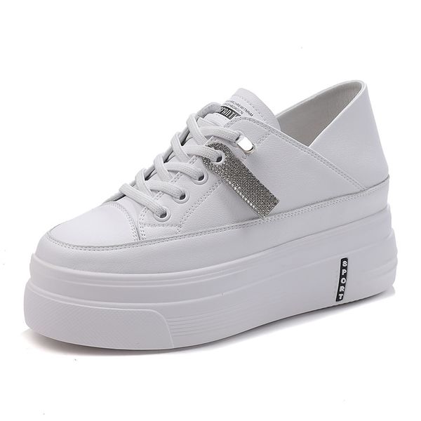 

dress shoes women slippers spring summer split leather high heels female casual platform sneakers woman white size 40 6u7s, Black