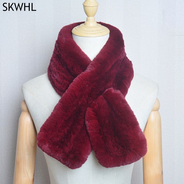 

women fur scarf real natural rabbit winter warm street fashion lady rex rabbit muffler, Silver