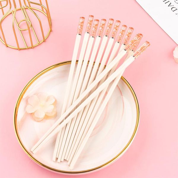 

pairs amber sakura japanese chopsticks antibacterial high temperature non-slip sushi korean kitchen supplies