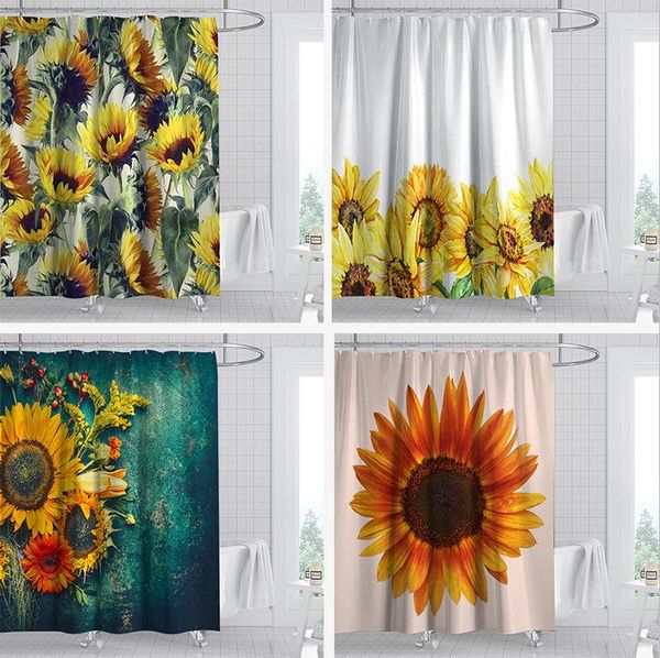 

shower curtains plant leaves bathroom waterproof hooks hanging curtain bath screen decor flowers tree print