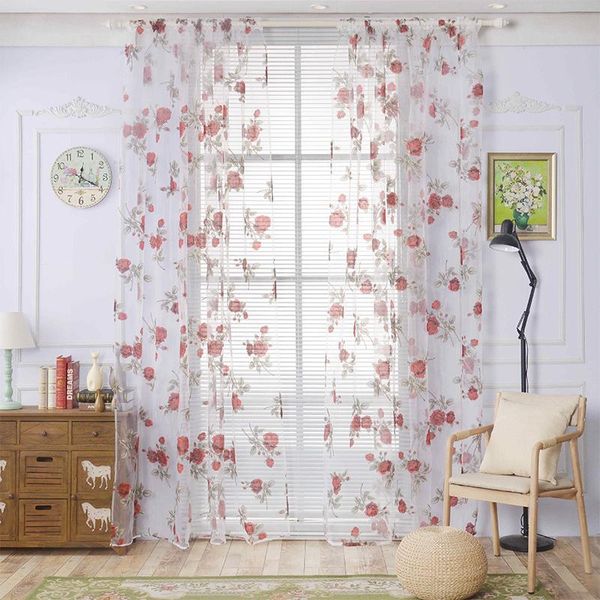 

curtain & drapes yarn rose vine high-end screens home textiles finished bedroom living room light curtain1pc