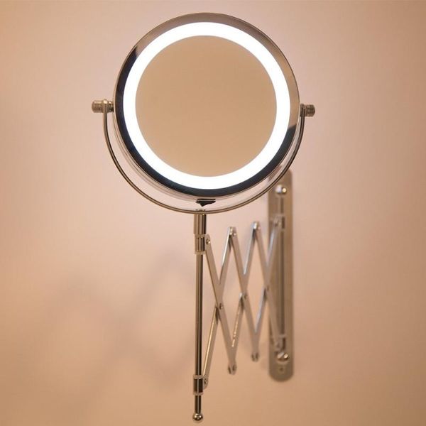 

mirrors bath mirror led cosmetic 1x/3x magnification wall mounted adjustable makeup dual arm extend 2-face bathroom