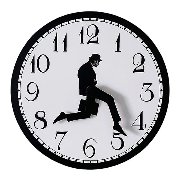 

wall clocks waling time businessman briefcase clock silent movement hanging home office creative wooden decor