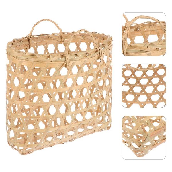 

storage baskets 1pc bamboo woven basket natural handheld picnic