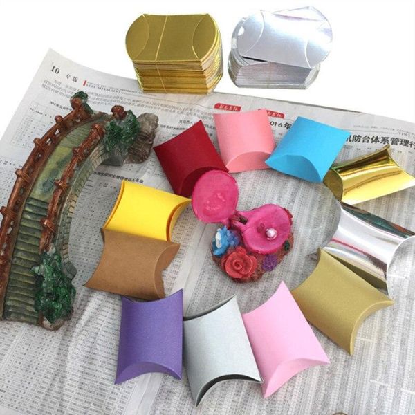 

10pcs favor candy box bag craft paper cute pillow shape wedding gift boxes pie party bags eco friendly kraft promotion wrap