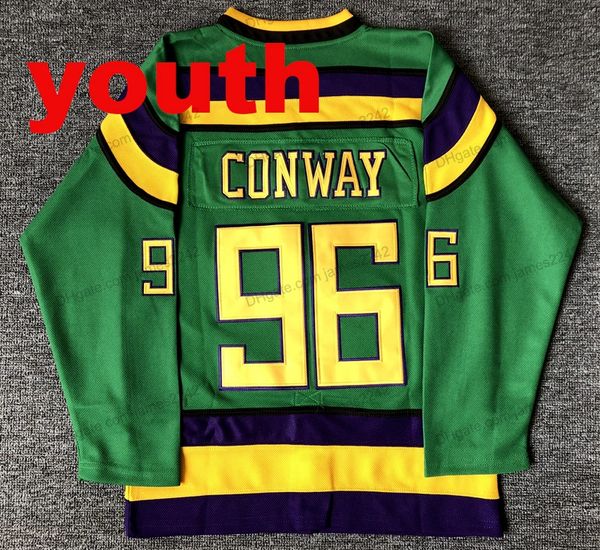 

youth kids mighty ducks movie hockey jersey #33 greg goldberg #96 charlie conway #99 adam banks #66 gordon bombay jerseys stitched white gre, Black;red