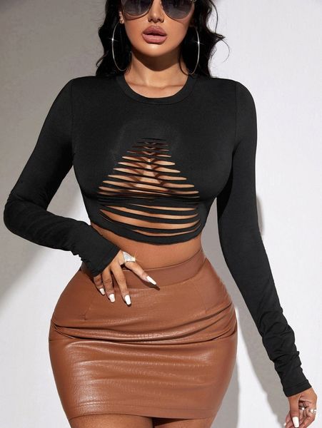 

sxy solid cutout form fitted crop tee y9fx#, White